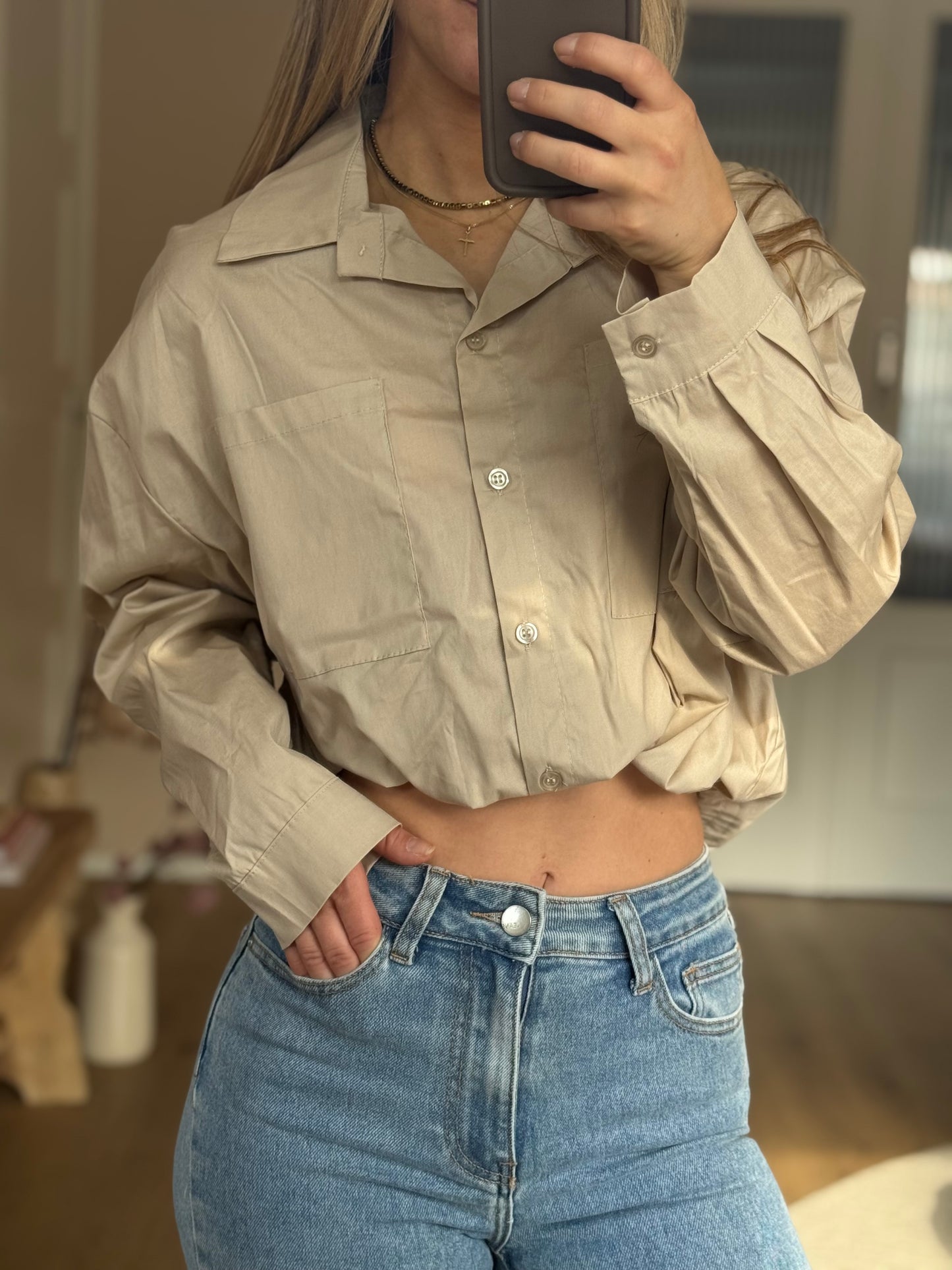 Crop Blouse - Beige