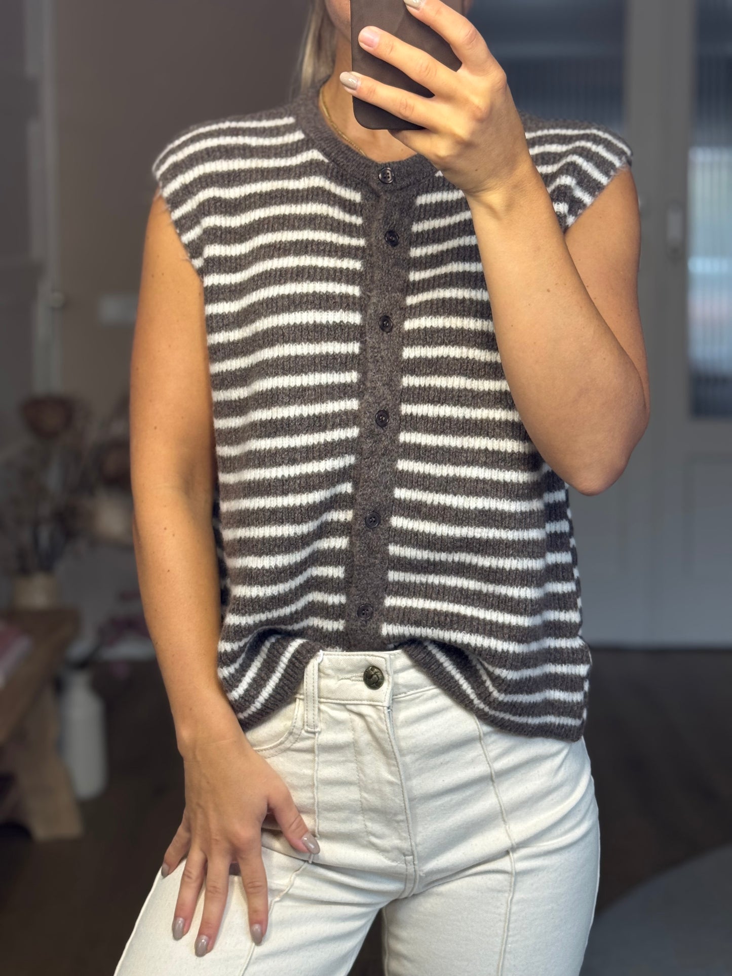 Pullover bruin/creme