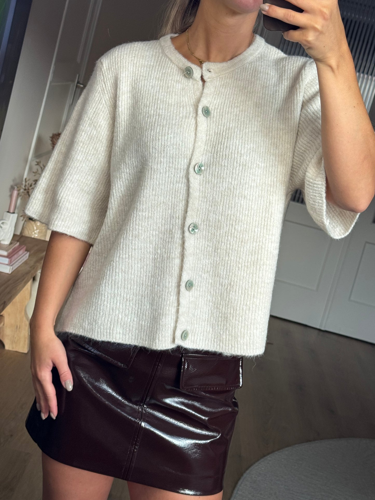 Vest 3/4 mouwen crème