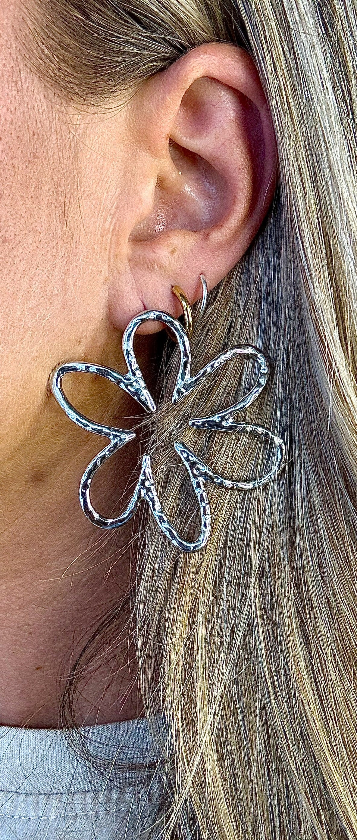 Oorhangers bloem - Zilver