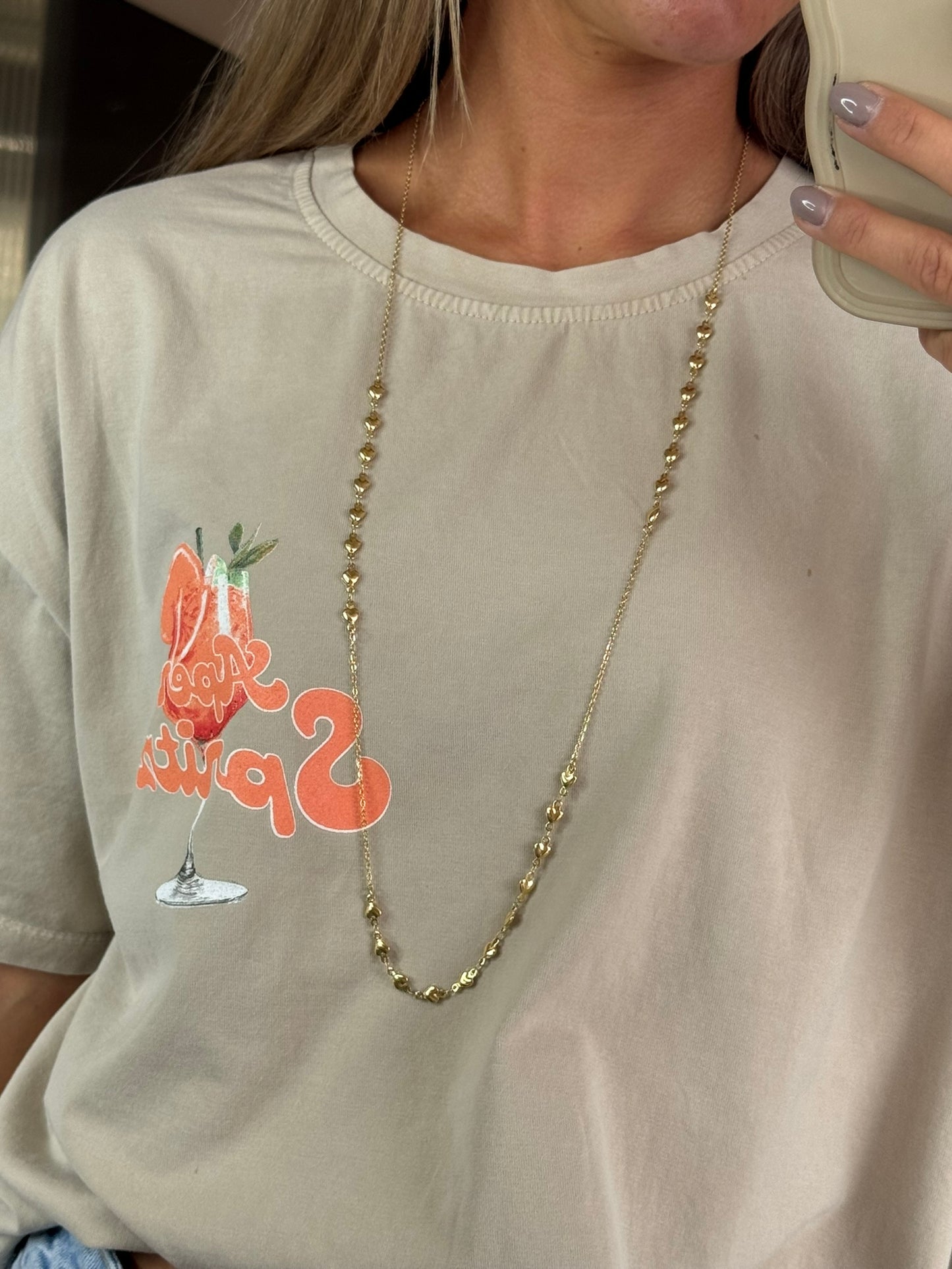 Ketting hartjes lang - Goud