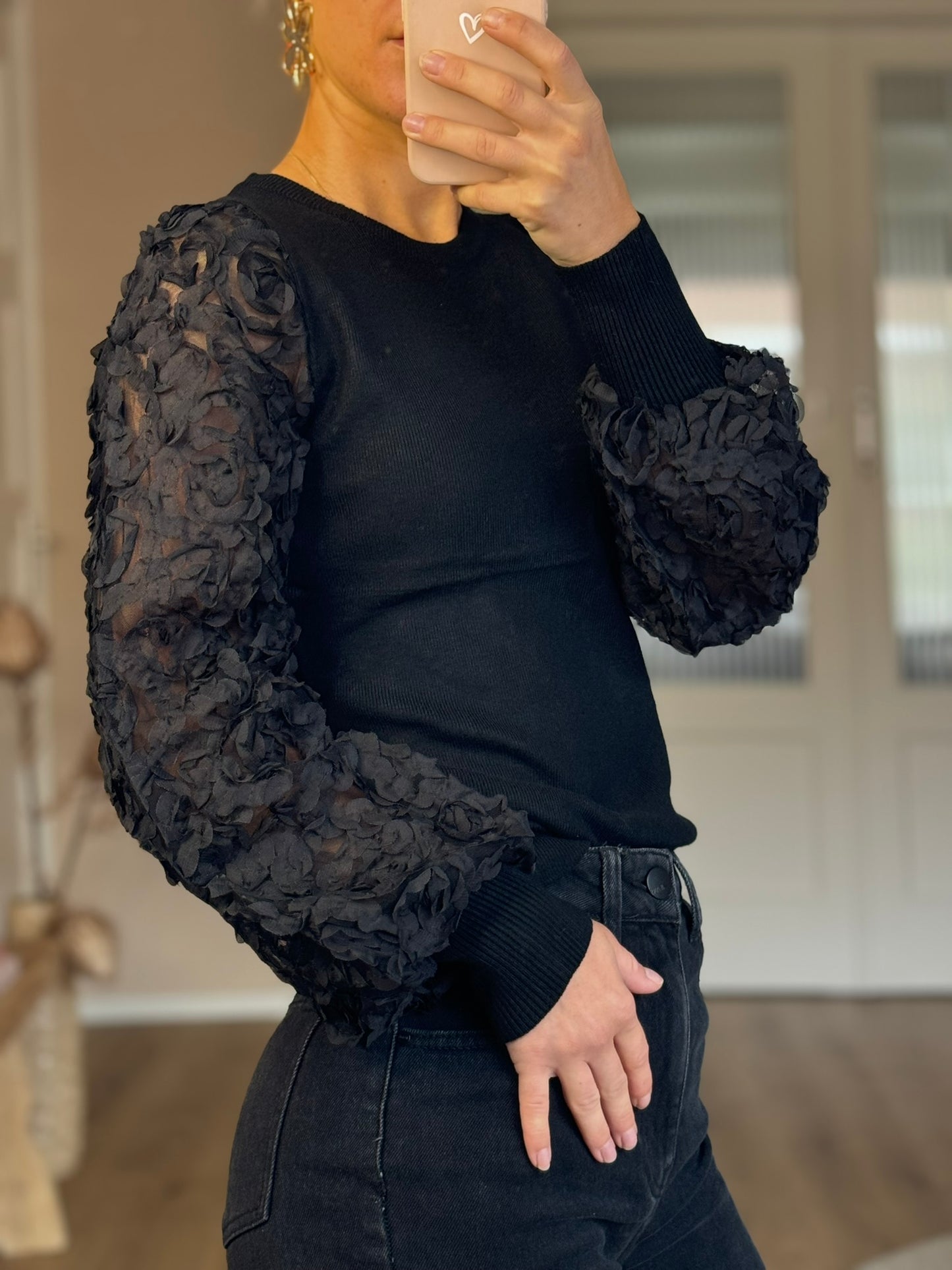 Shirt met see true mouwen - Zwart
