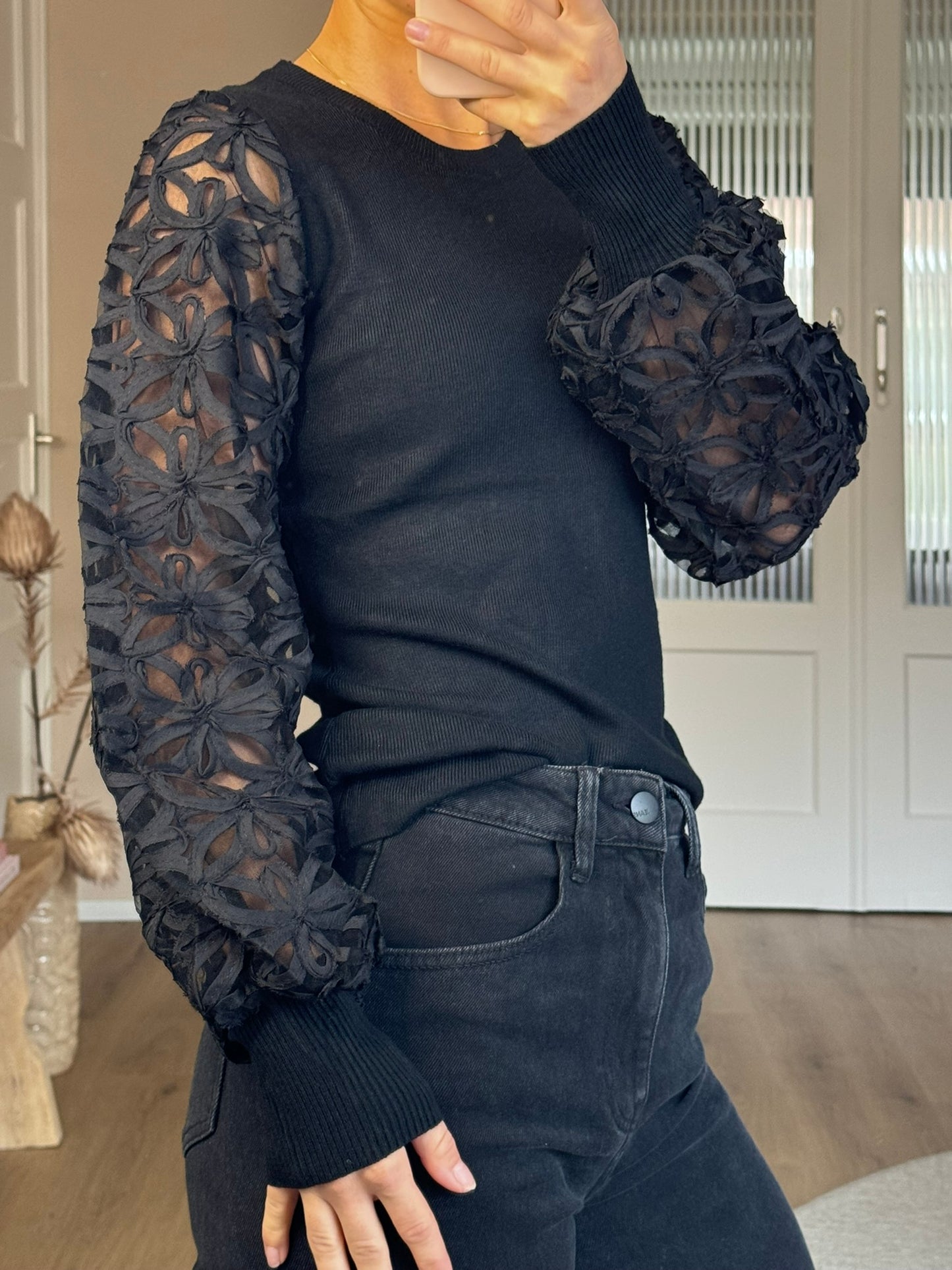 Shirt met see true mouwen - Zwart