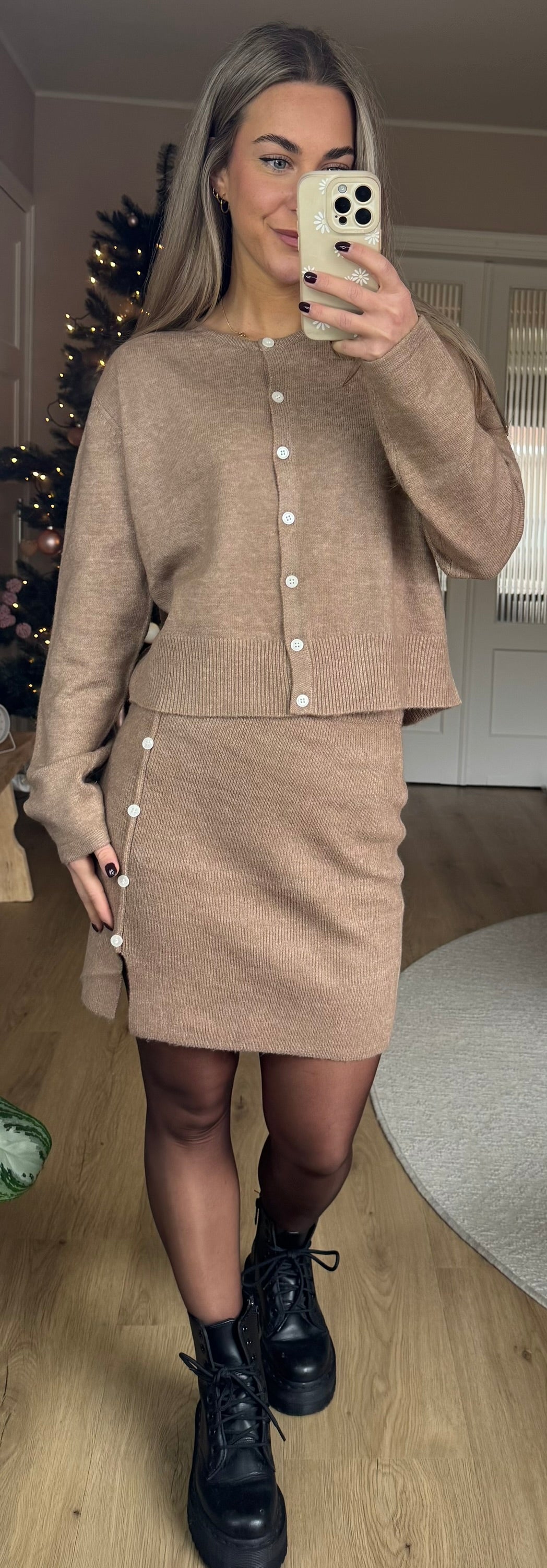 Rok met knoopjes - Taupe