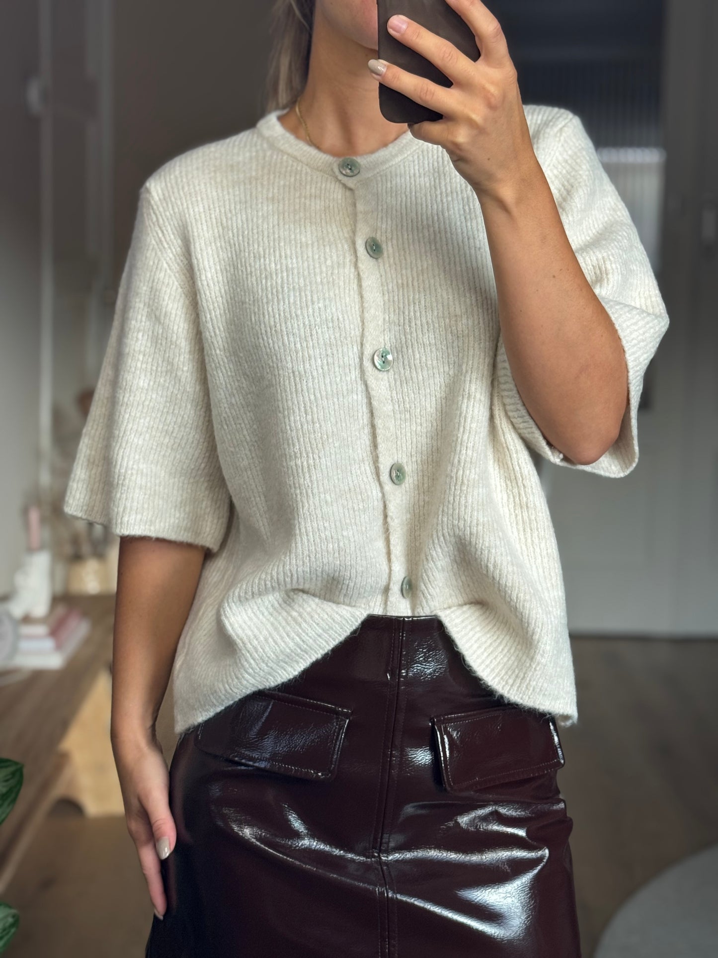 Vest 3/4 mouwen crème