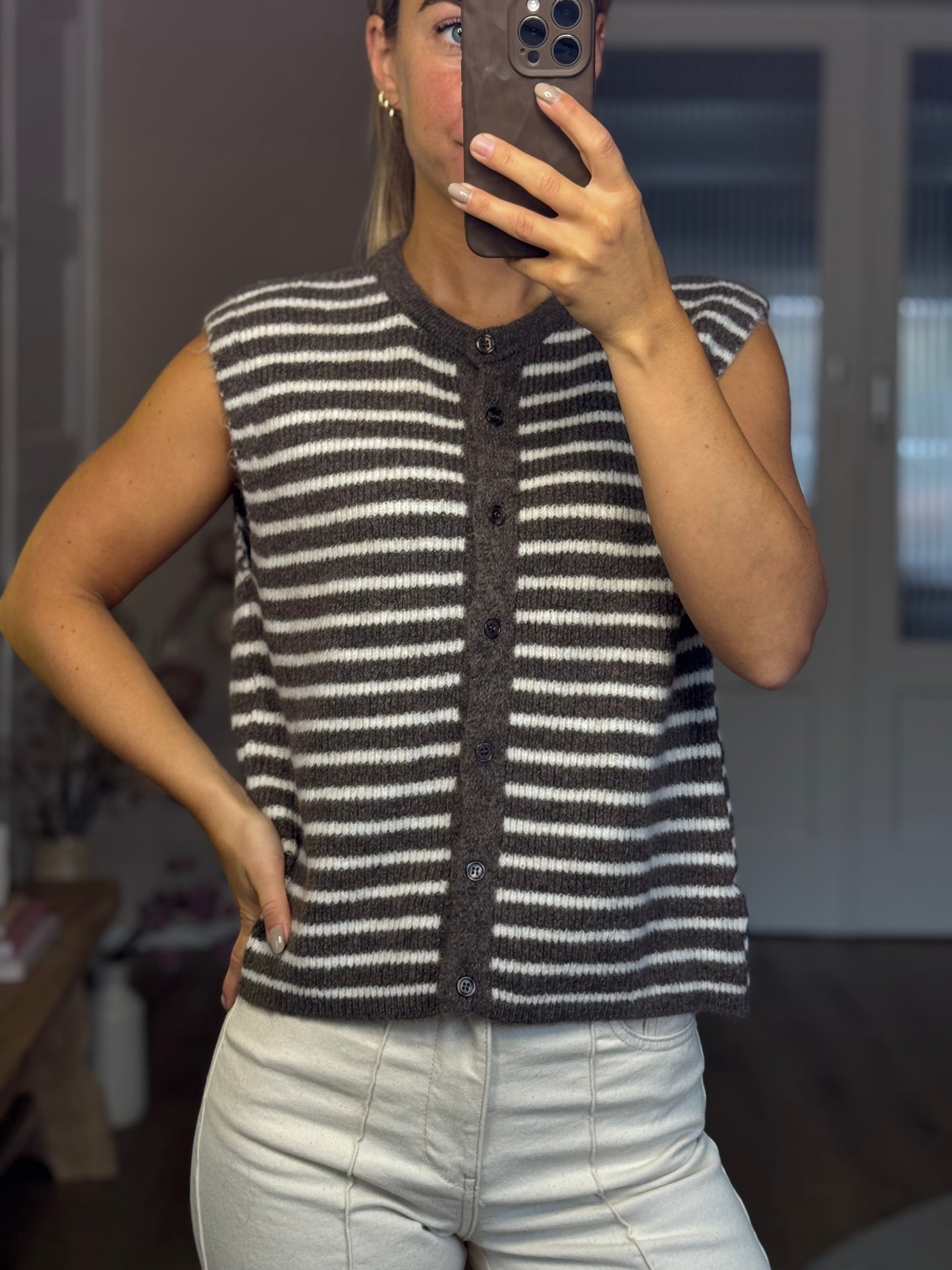 Pullover bruin/creme