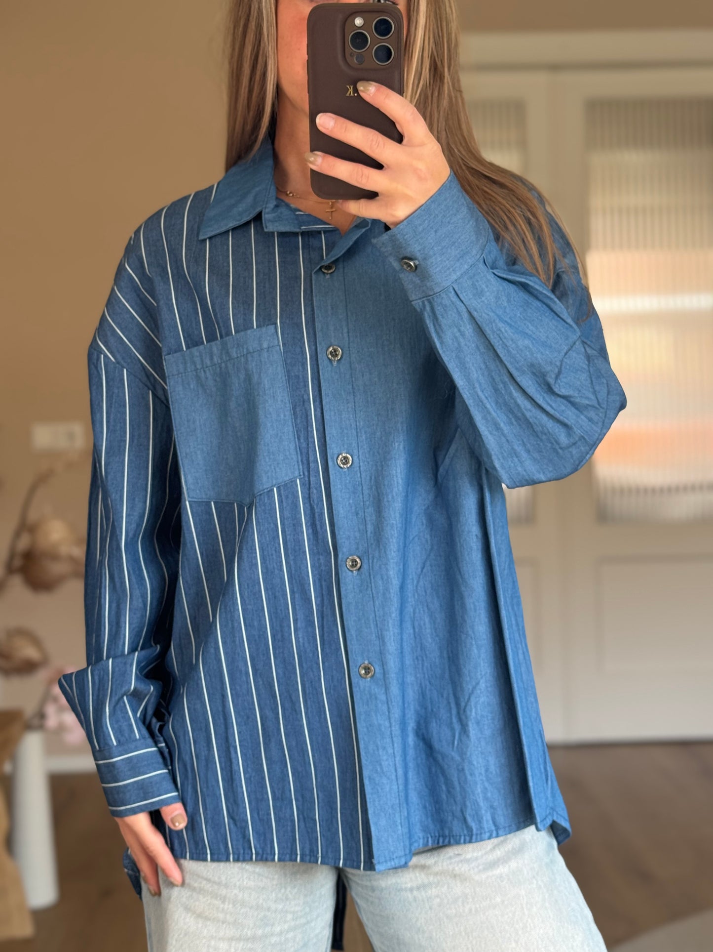 Denim look blouse