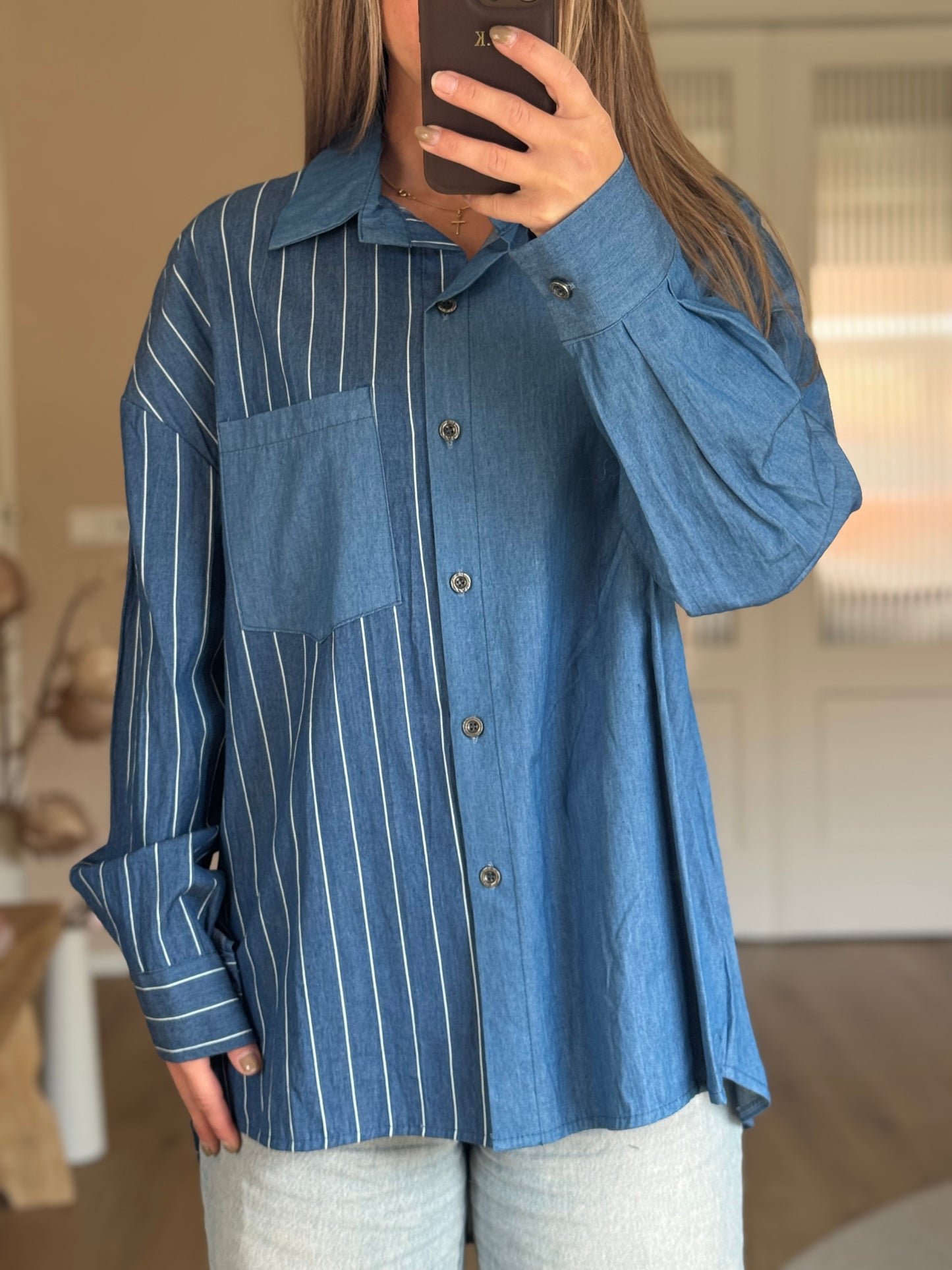 Denim look blouse