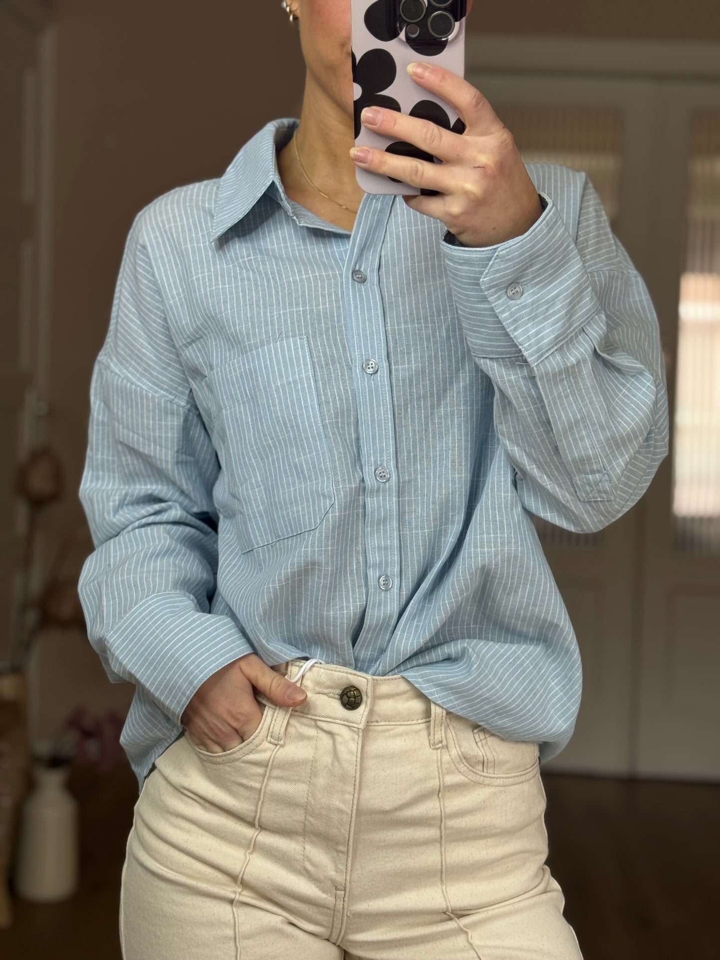 Blouse pinstripe - Blauw