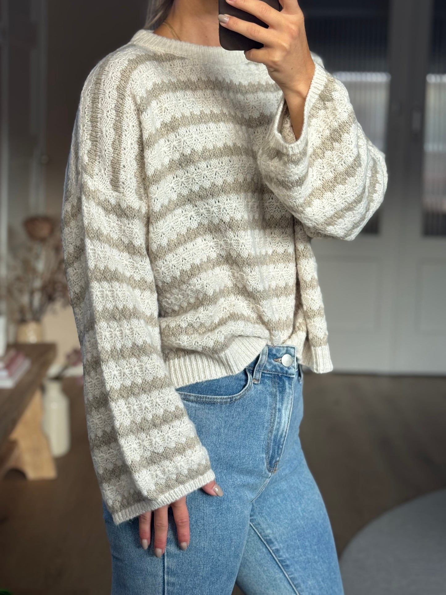 Gebreide trui beige/crème