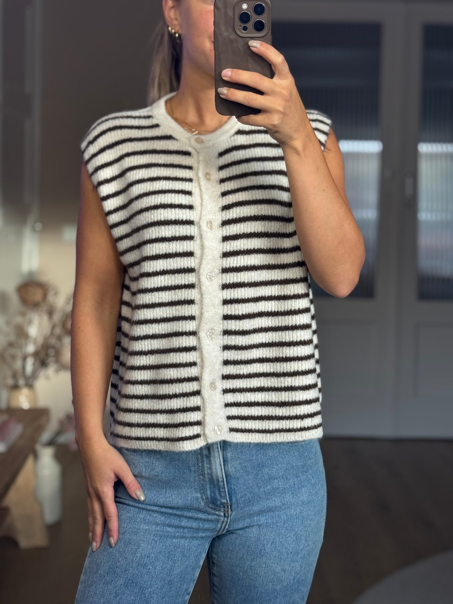 Pullover crème/bruin