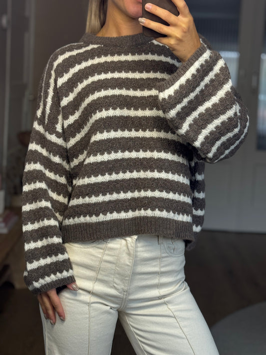 Gehaakte trui bruin/beige