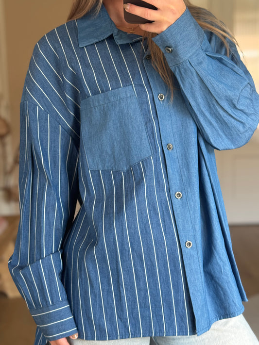 Denim look blouse