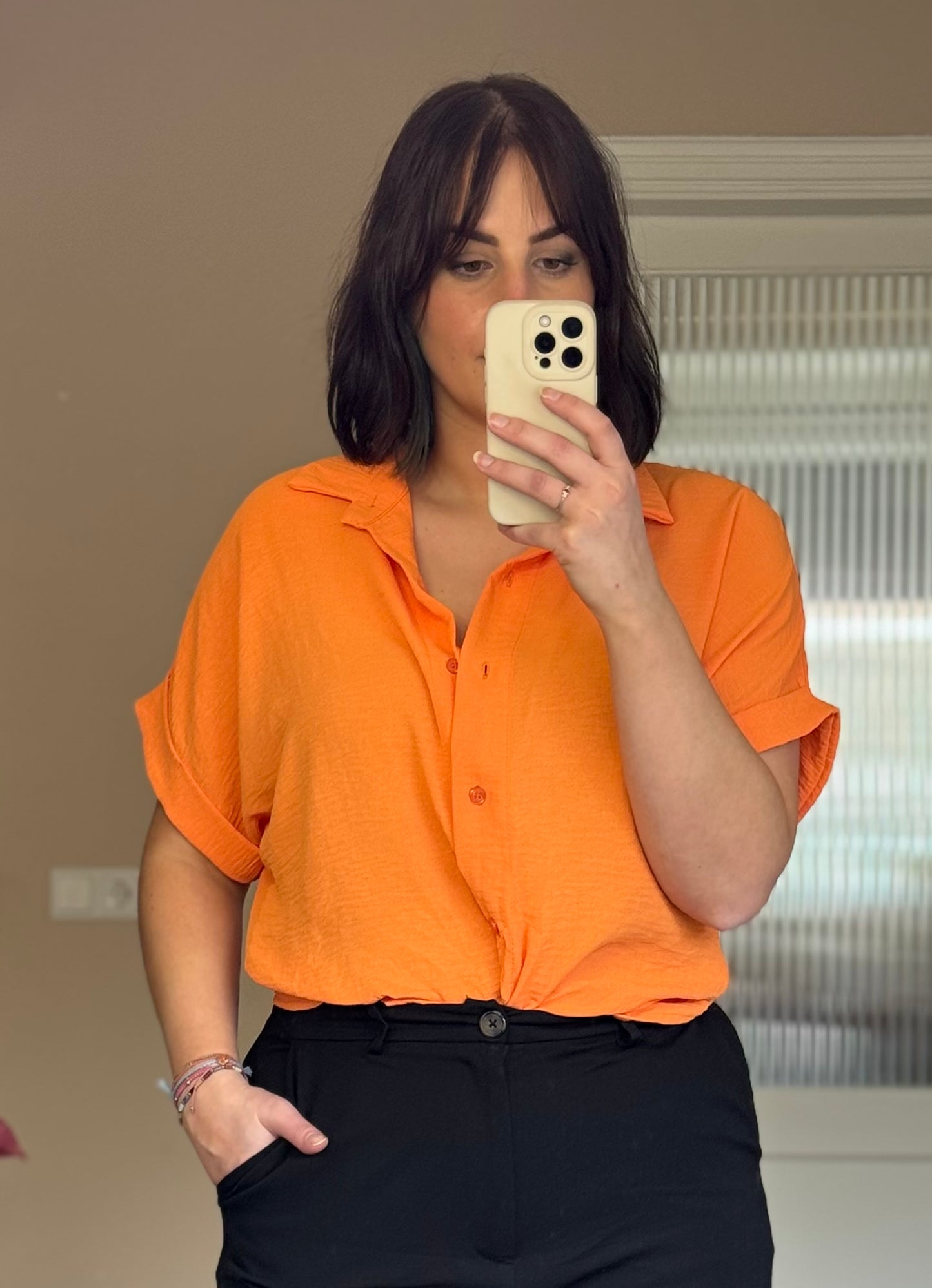 Geknoopte Blouse - Oranje