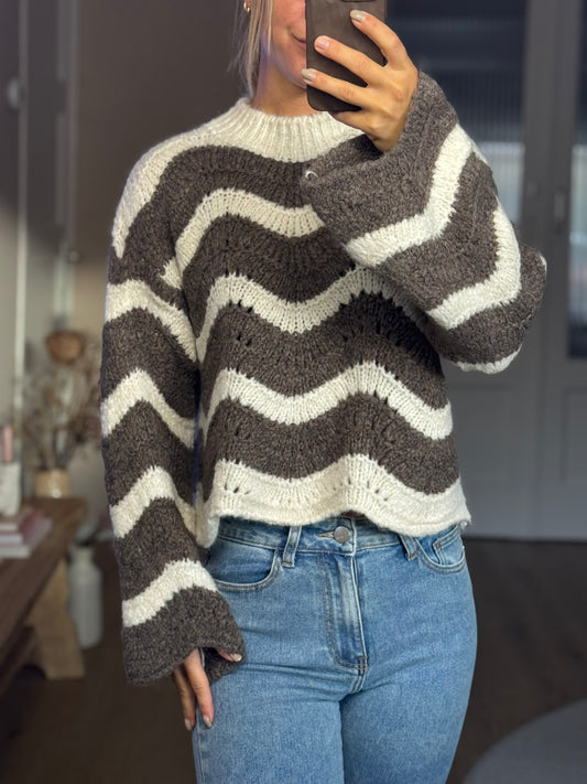 Gebreide trui beige/bruin