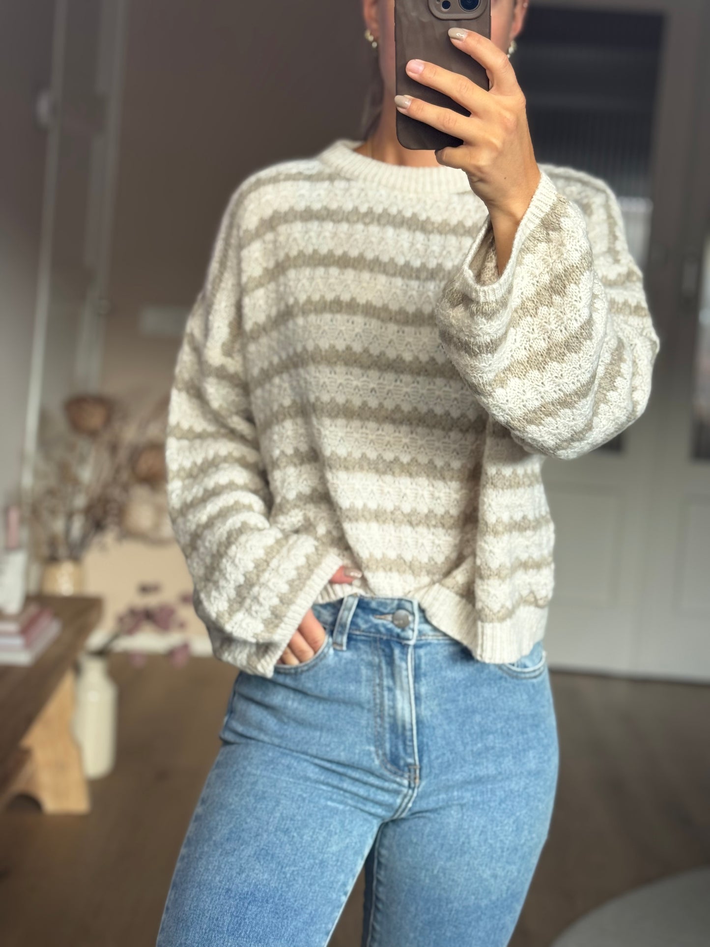 Gebreide trui beige/crème