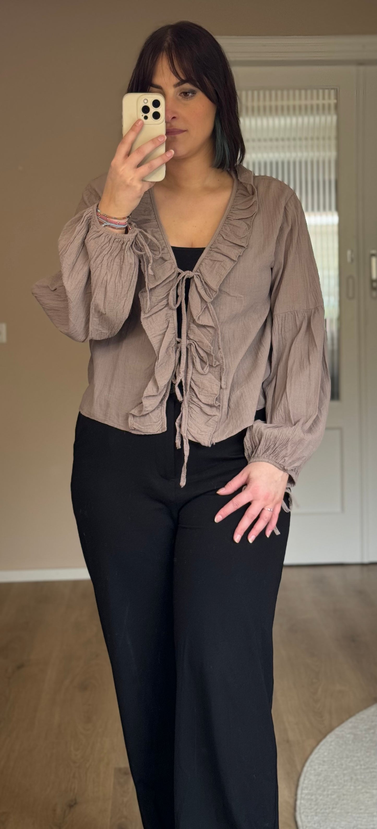 Strikjes Blouse - Taupe