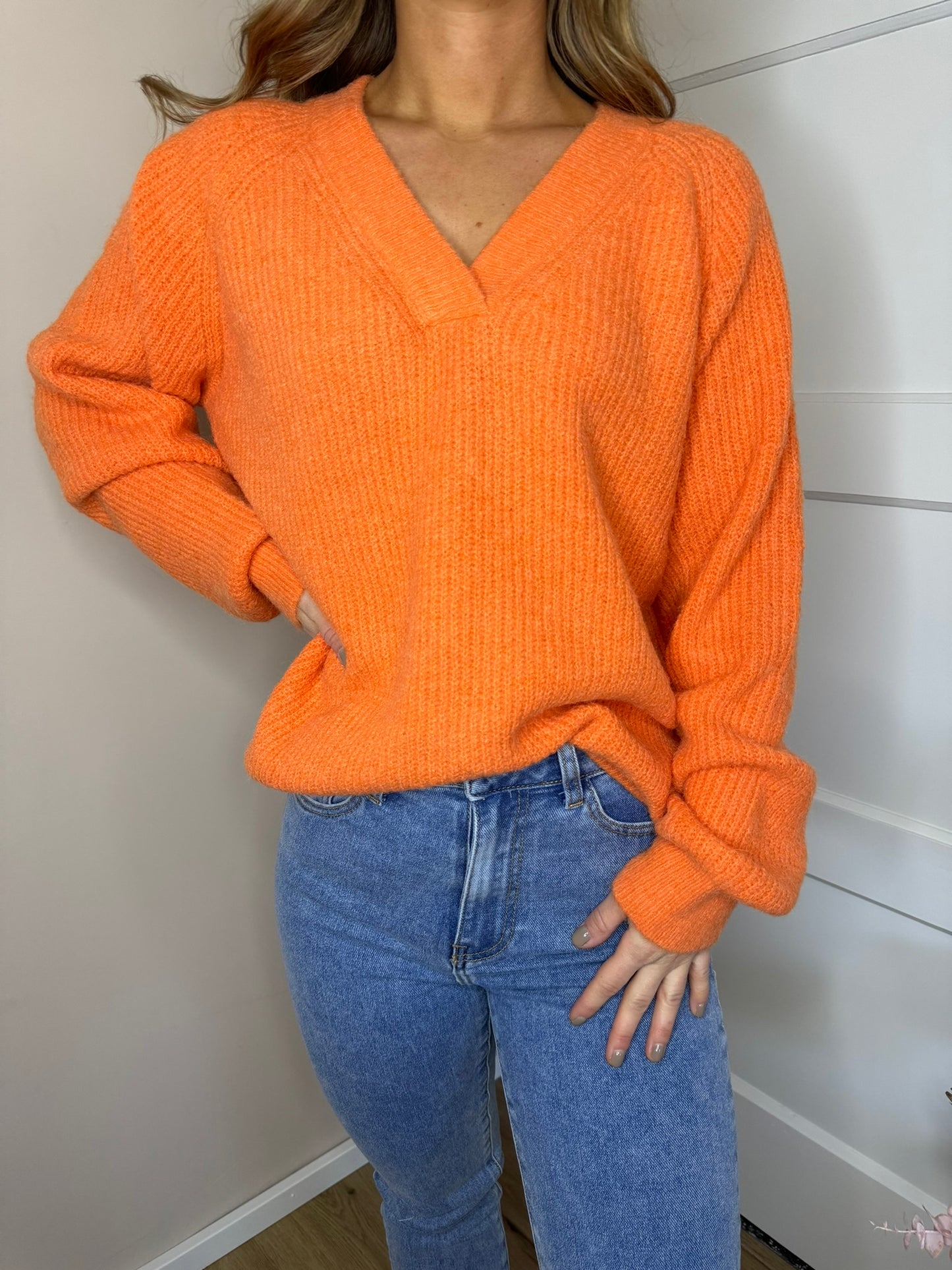 V hals trui - Orange
