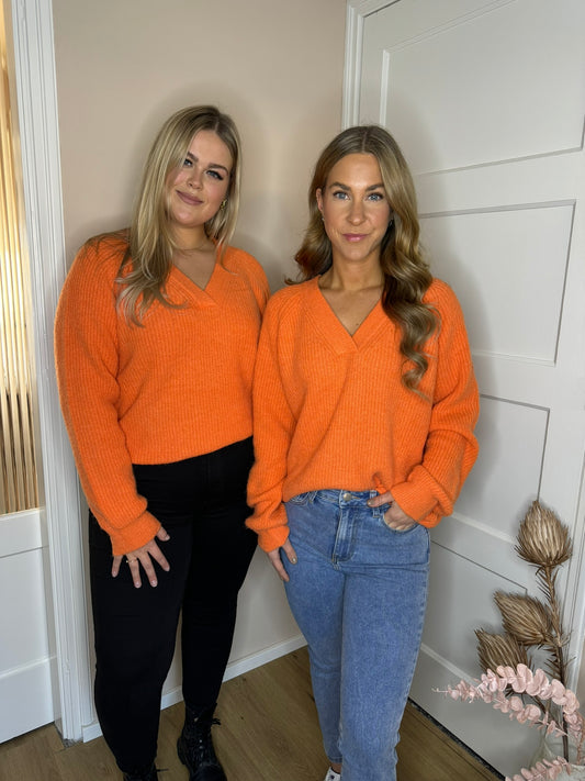 V hals trui - Orange