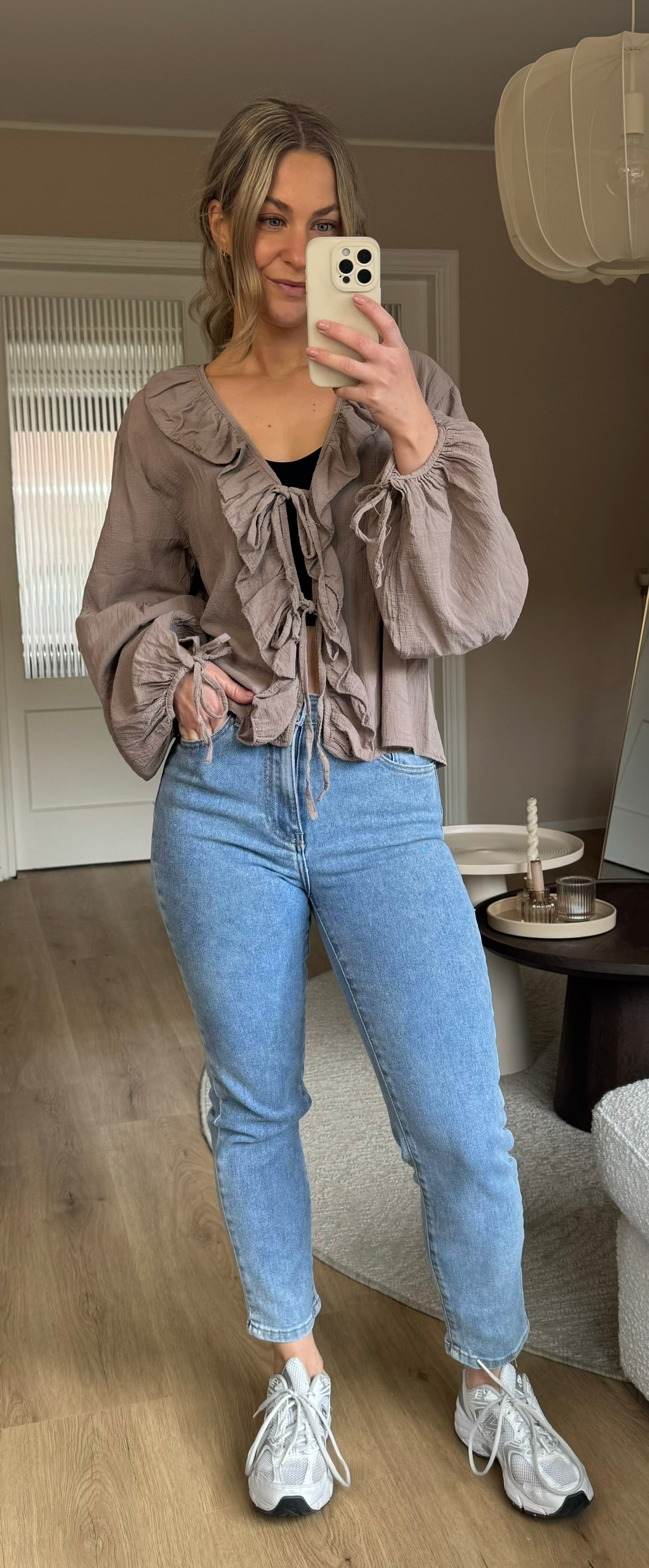 Strikjes Blouse - Taupe