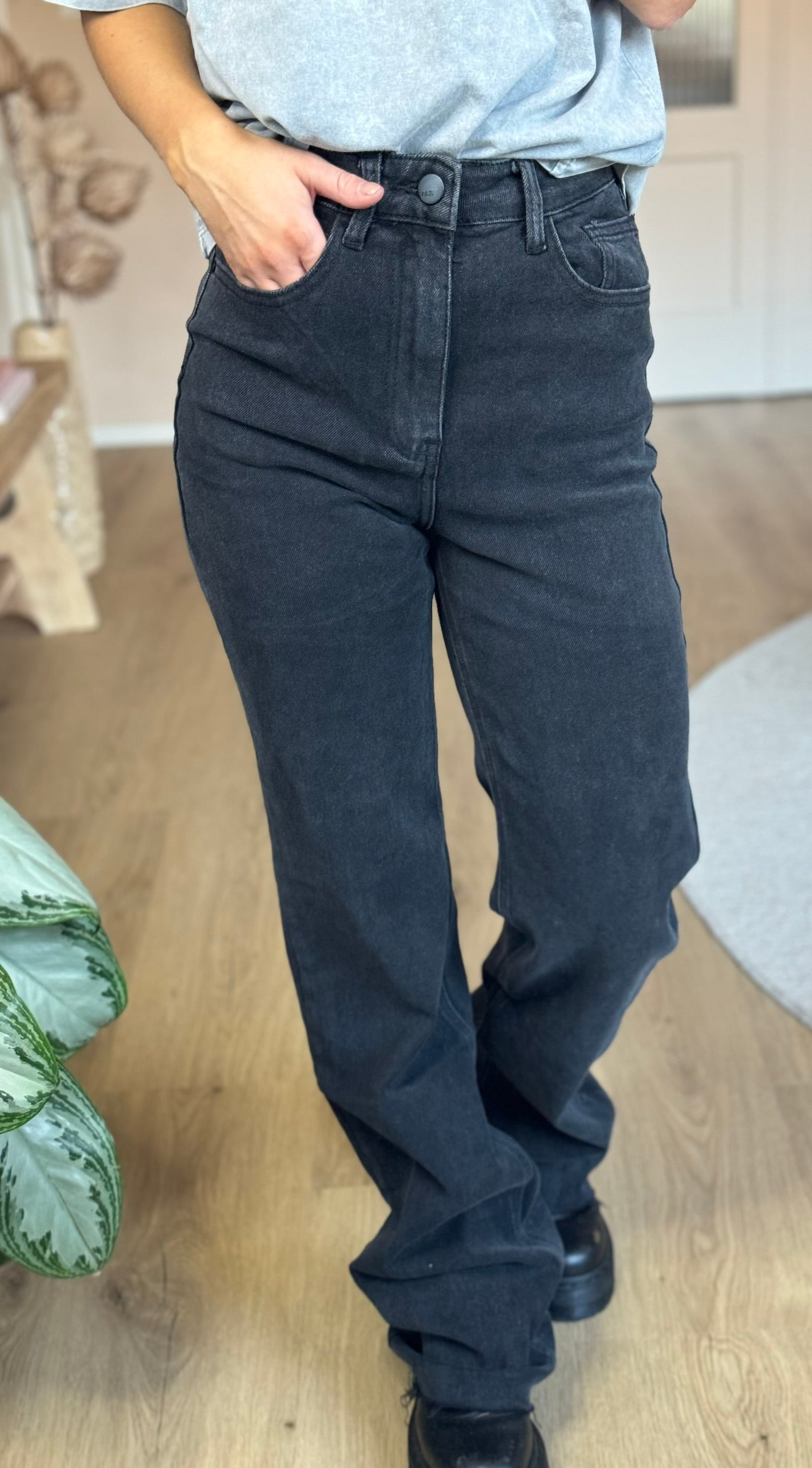 Wide leg jeans Extra lang - Black